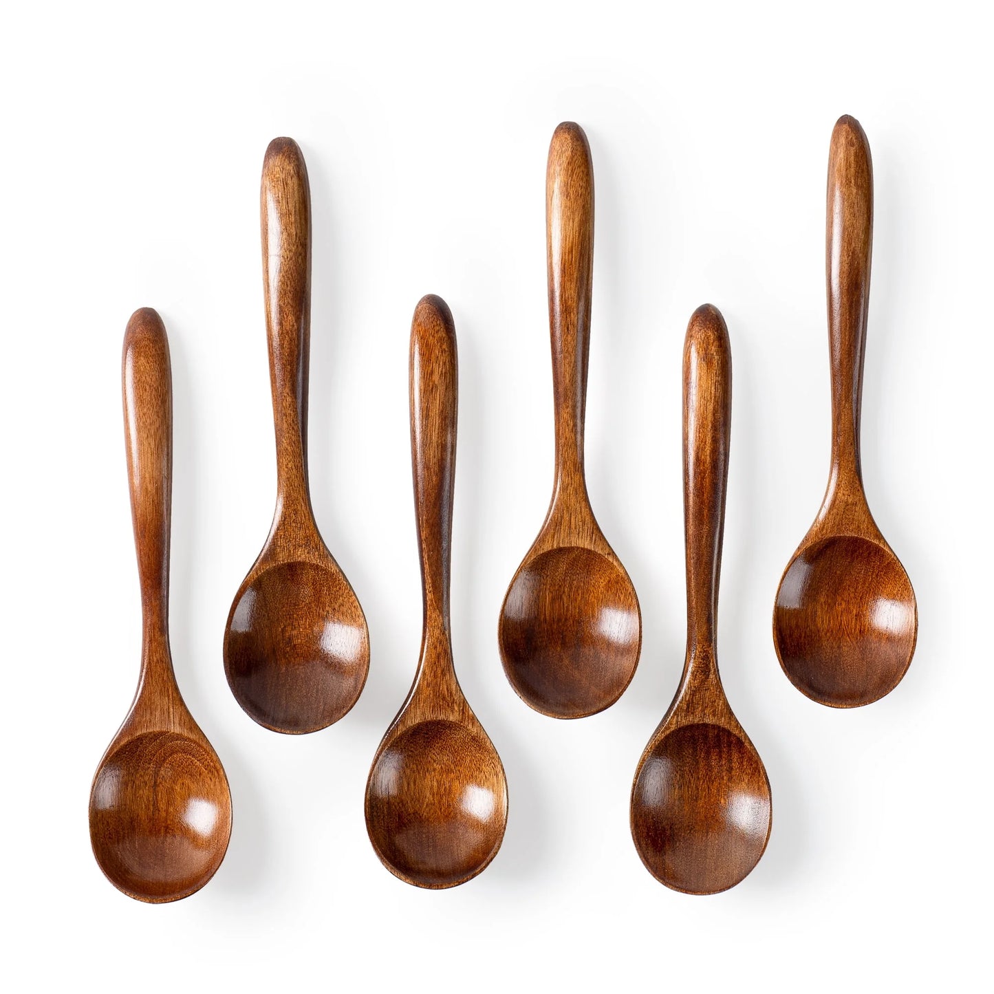 6 PCS Wooden Spoons for Honey, 6.7 Inch Small Wooden Spoons - Perfect for Tea, Coffee & Soup, Little Wooden Serving Table Spoons Set, Bulk Bamboo Teaspoon for Eating with Unique Design